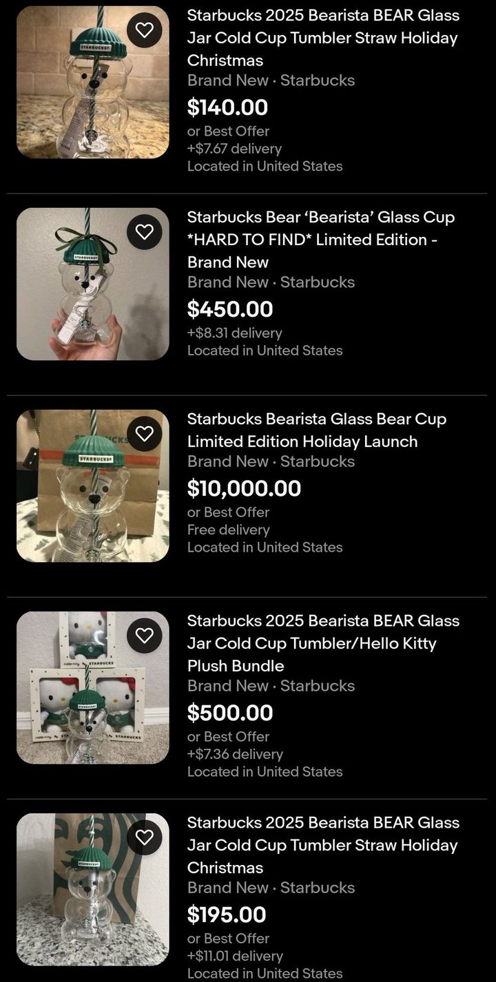 [뉴시스]높은 가격에 재판매 되고 있는 베어리스타 콜드컵. (사진=엑스 캡처) 2025.11.10 *재판매 및 DB 금지