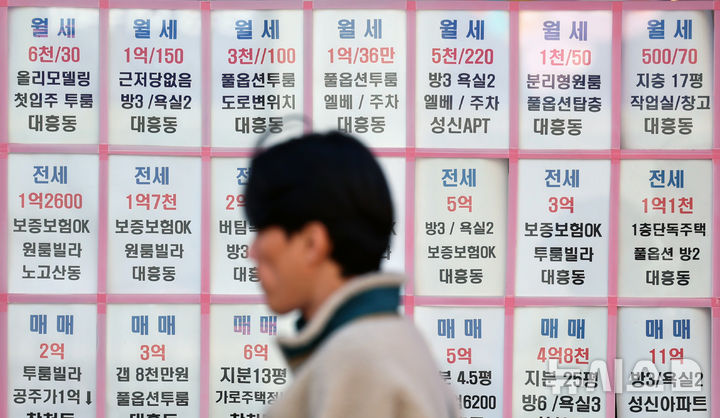 [서울=뉴시스] 조성우 기자 = 서울 주택 임대 시장에서 초고가 월세가 확산하는 가운데 10일 서울 마포구의 한 부동산에 물건 안내문이 붙어 있다. 2025.11.10. xconfind@newsis.com