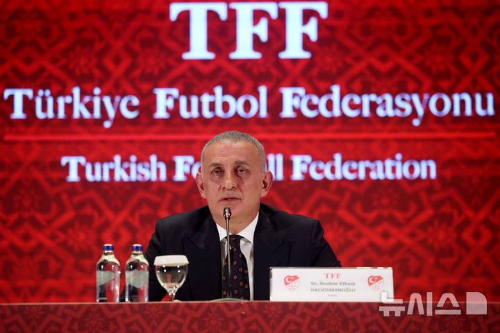 Turkish Football Federation president Ibrahim Haciosmanoglu talks during a news conference, in Istanbul, Turkey, Monday, Oct. 27, 2025. (Samet Yalcin/Dia Photo via AP)