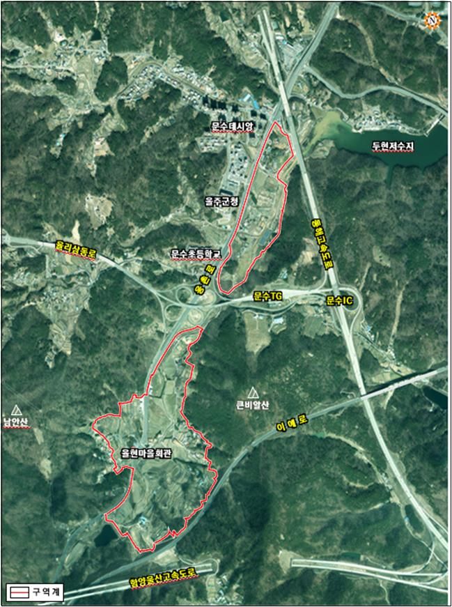 [울산=뉴시스] 울산시는 사업이 지연되고 있는 율현구역 도시개발사업을 울산도시공사 단독 시행 방식으로 신속히 재추진한다고 12일 밝혔다. 사진은 위치도. (사진= 울산시 제공) 2025.11.12.photo@newsis.com *재판매 및 DB 금지