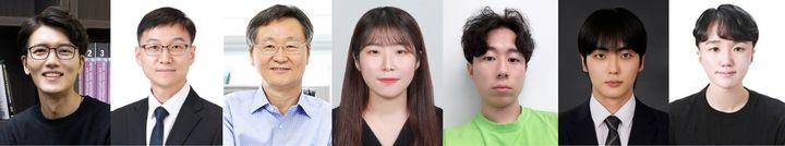 [울산=뉴시스] 구미현 기자 = UNIST 연구진. 사진 좌측부터 조승호 교수, 권영국 교수, 이재성 교수, 김효석 연구원, 장원식 박사, 이진호 박사, 이호정 연구원 (사진=UNIST 제공) photo@newsis.com *재판매 및 DB 금지