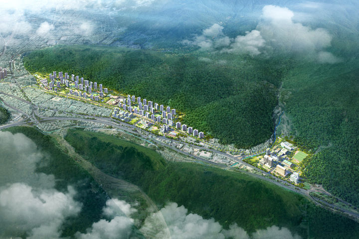 [창원=뉴시스] 강경국 기자 = 경남 창원시 마산회원구 회성동 일원에 조성 중인 창원 자족형복합행정타운 조감도. (사진=창원시청 제공). 2025.11.12. photo@newsis.com *재판매 및 DB 금지