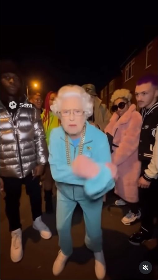 [서울=뉴시스] 미 소비자단체 '퍼블릭 시티즌'은 11일(현지 시간) 오픈AI에 보낸 공개 서한에서 "오픈AI는 공개 배포 전에 심각한 사회적 위험에 대한 보장을 제공하는 절제되고 윤리적이며 투명한 사전 배포 절차에 전념해야 한다"며 소라2의 배포 잠정 중단과 함께 법률 전문가·시민단체·민주주의 옹호자들과 협력해 엄격한 기술적·윤리적 레드라인을 마련하라고 요구했다. 사진은 '소라'로 제작된 엘리자베스 여왕이 랩을 하는 영상. 12일 소셜미디어(SNS) 엑스(X·옛 트위터)에서 공유되고 있다. 2025.11.12. *재판매 및 DB 금지