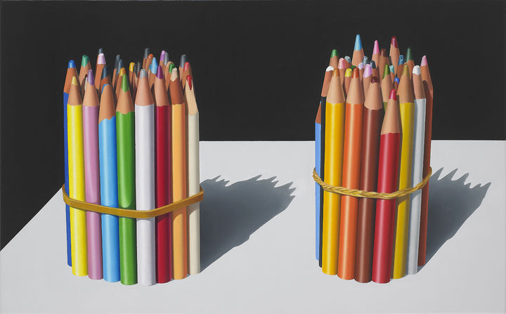 홍경택, 두 다발의 색연필 (Two bunches of colored pencils) 33.4x53cm acrylic and oil on linen 2022 *재판매 및 DB 금지