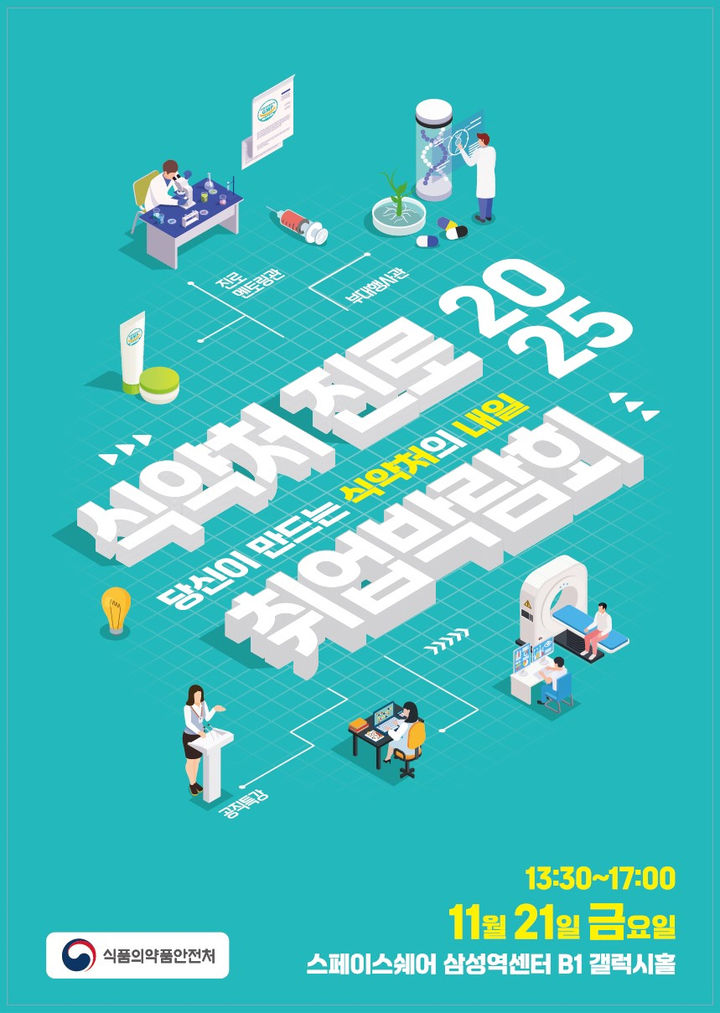 [서울=뉴시스] 식품의약품안전처는 미래 인재를 대상으로 '식약처 진로·취업 박람회'를 오는 21일 서울 강남구 스페이스웨어 삼성역센터 갤럭시홀에서 개최한다고 13일 밝혔다. (사진=식약처 제공) 2025.11.13. photo@newsi.socm *재판매 및 DB 금지