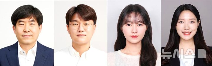 [포항=뉴시스] 송종욱 기자 = 포스텍 연구팀이 '프러시안 블루 유사체'를 활용해 손상된 황화물계 고체전해질 성능을 되살리는 기술을 개발했다. 사진 왼쪽부터 포스텍 배터리공학과·신소재공학과 이상민 교수, 배터리공학과·화학공학과 조창신 교수, 배터리공학과 통합과정 고수민 씨, 화학공학과 박사과정 정혜빈 씨. (사진=포스텍 제공) 2025.11.13. photo@newsis.com