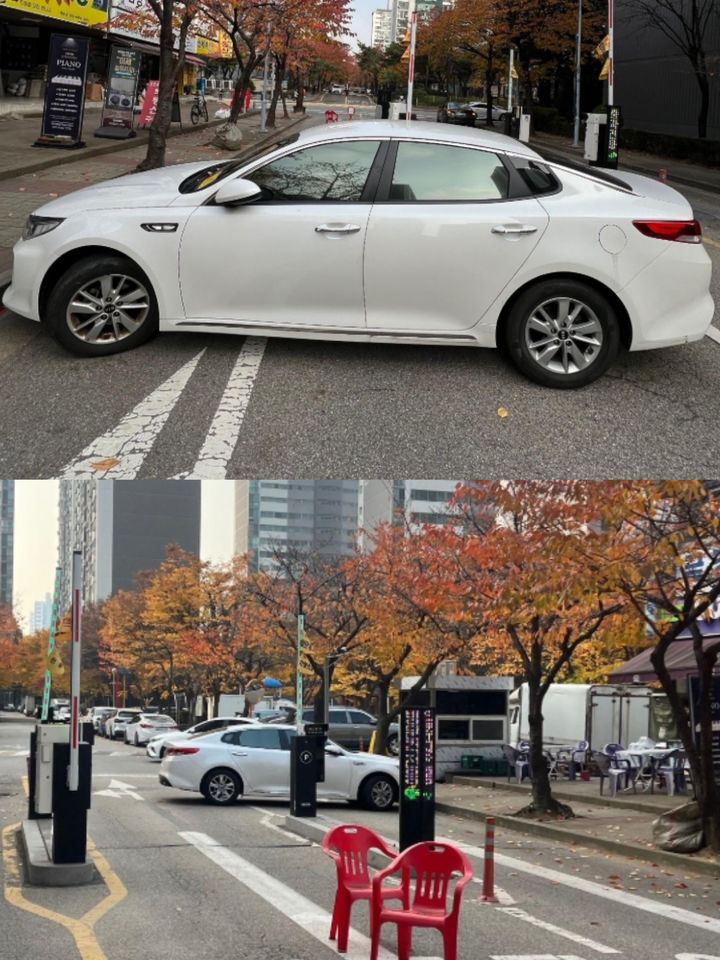 [뉴시스] 아파트 입구를 불법으로 가로막아 주민들이 불편을 겪었다는 제보가 전해졌다. 사진은 아파트 주민이 공개한 당시 상황 모습. (사진 = 보배드림 갈무리) 2025.11.13. *재판매 및 DB 금지