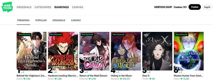 [서울=뉴시스] WEBTOON 영어 서비스 실시간 인기 순위 5위를 기록한 '친애하는X'. (사진=네이버웹툰 제공) 2025.11.13. photo@newsis.com *재판매 및 DB 금지