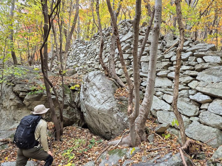 [대전=뉴시스] 국립공원 계룡산국립공원사무소 직원이 계룡산성에 대해 모니터링하고 있다. *재판매 및 DB 금지