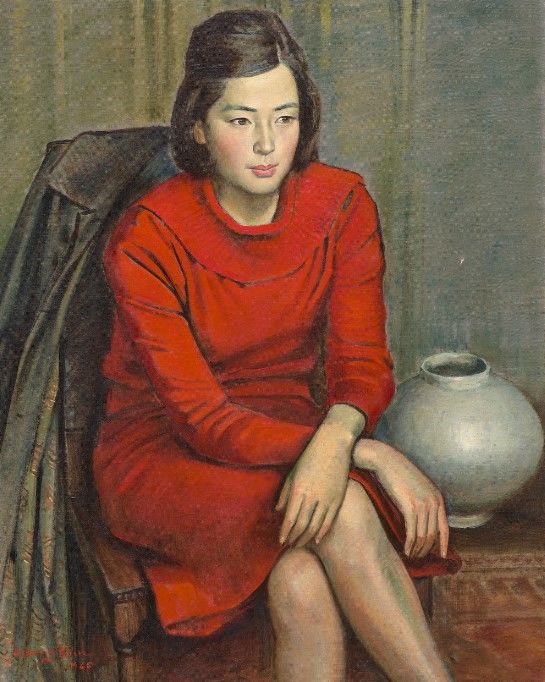 김인승, 붉은 원피스의 여인, 1965년, 91x74cm, 국립현대미술관 *재판매 및 DB 금지