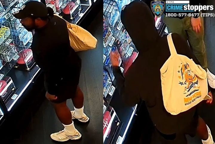 [뉴시스] 뉴욕의 한 카드 매장에서 1만 달러 상당의 야구 카드 및 포켓몬 카드를 훔쳐 달아난 용의자 모습. (사진출처: 뉴욕포스트 캡처) 2025.11.14.