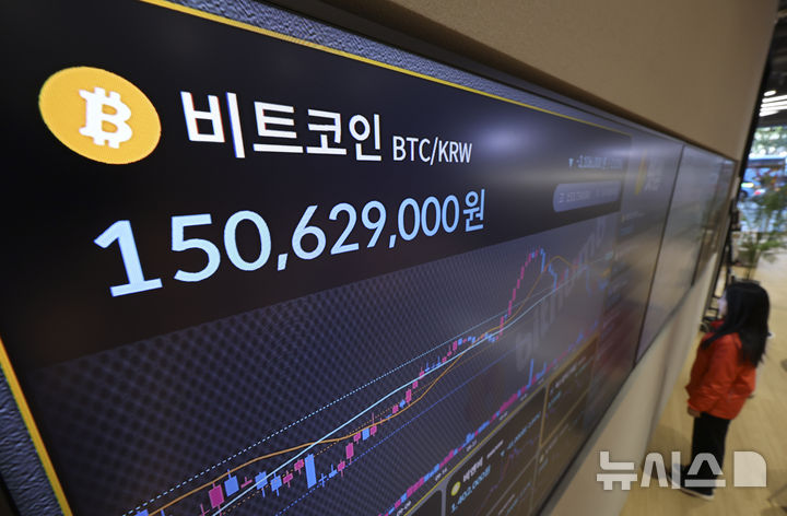 [서울=뉴시스] 김근수 기자 = 암호화폐 대장주 비트코인 시세가 한때 10만달러가 붕괴한 14일 서울 강남구 빗썸라운지 모니터에 가상화폐 비트코인 시세가 나오고 있다. 2025.11.14. ks@newsis.com