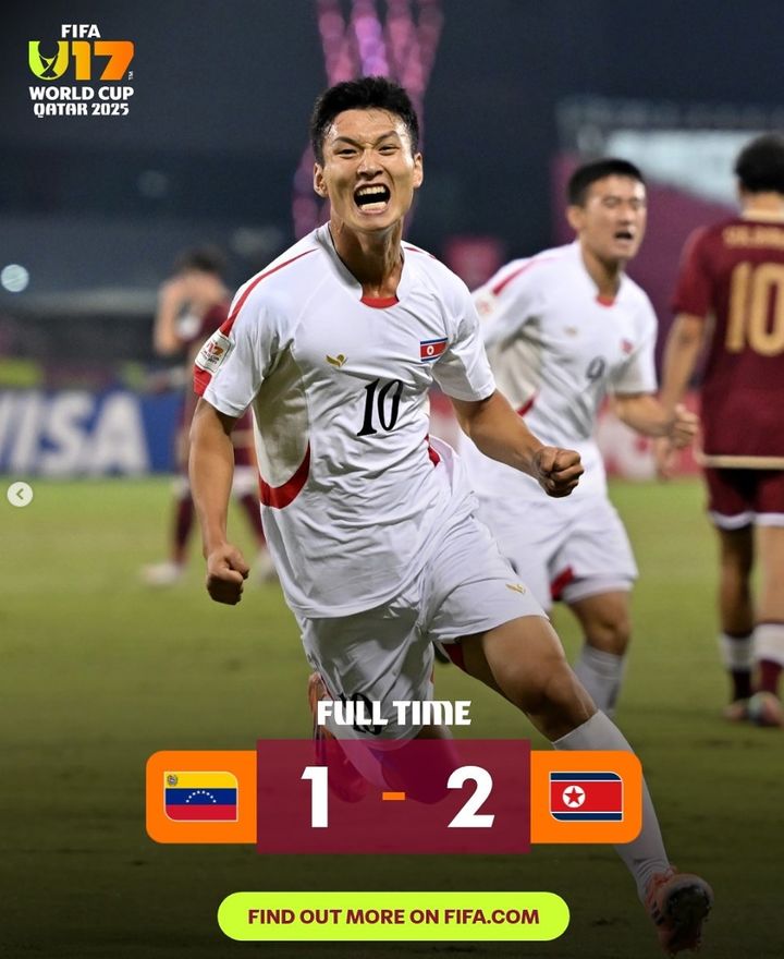 [서울=뉴시스] 북한 17세 이하(U-17) 대표팀. (사진=FIFA 월드컵 SNS 캡처) *재판매 및 DB 금지