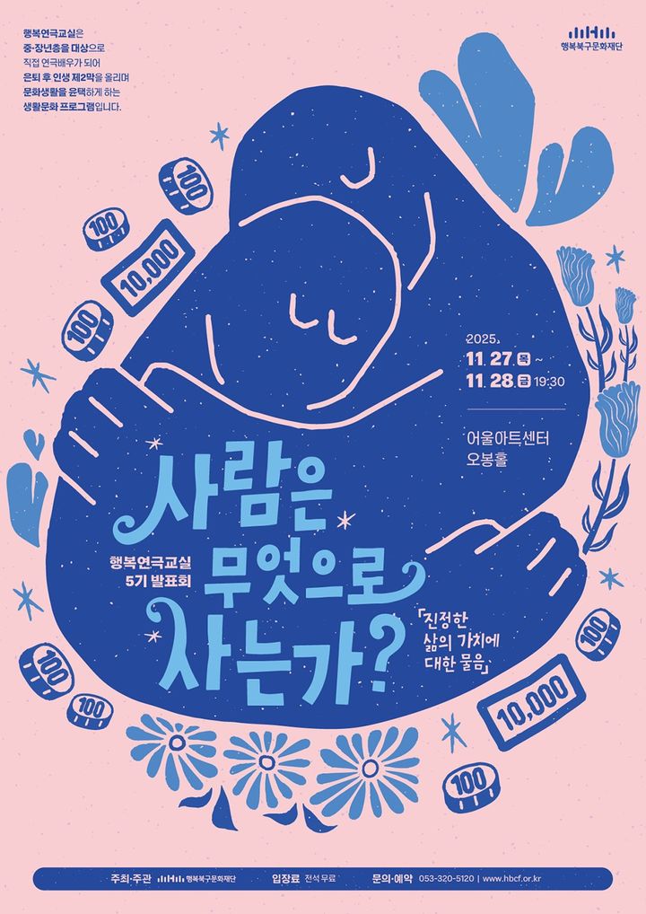 [대구=뉴시스] 행복연극교실 5기 발표회 '사람은 무엇으로 사는가?' 포스터. (사진=행복북구문화재단 제공) 2025.11.16. photo@newsis.com *재판매 및 DB 금지