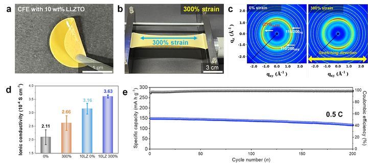 [울산=뉴시스] 구미현 기자 = 개발된 고분자 필름 전해질의 특성과 성능을 설명한 이미지. (사진=UNIST 제공) 2025.11.17. photo@newsis.com *재판매 및 DB 금지