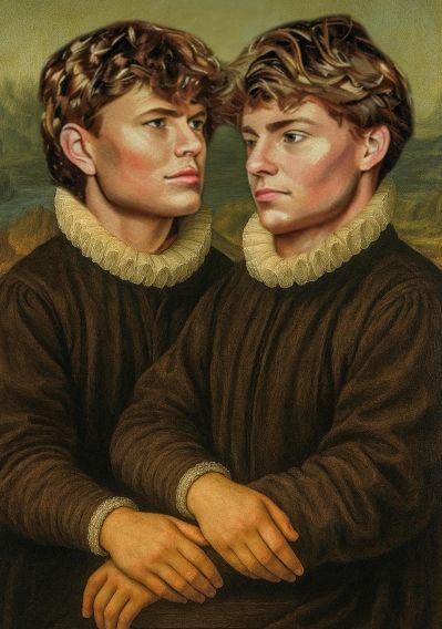 [뉴시스] 두 틱톡 크리에이터가 '모나리자' 작품 전시관 벽에 건 자작 그림. (사진 = 인스타그램 캡처) 2025.11.17. *재판매 및 DB 금지