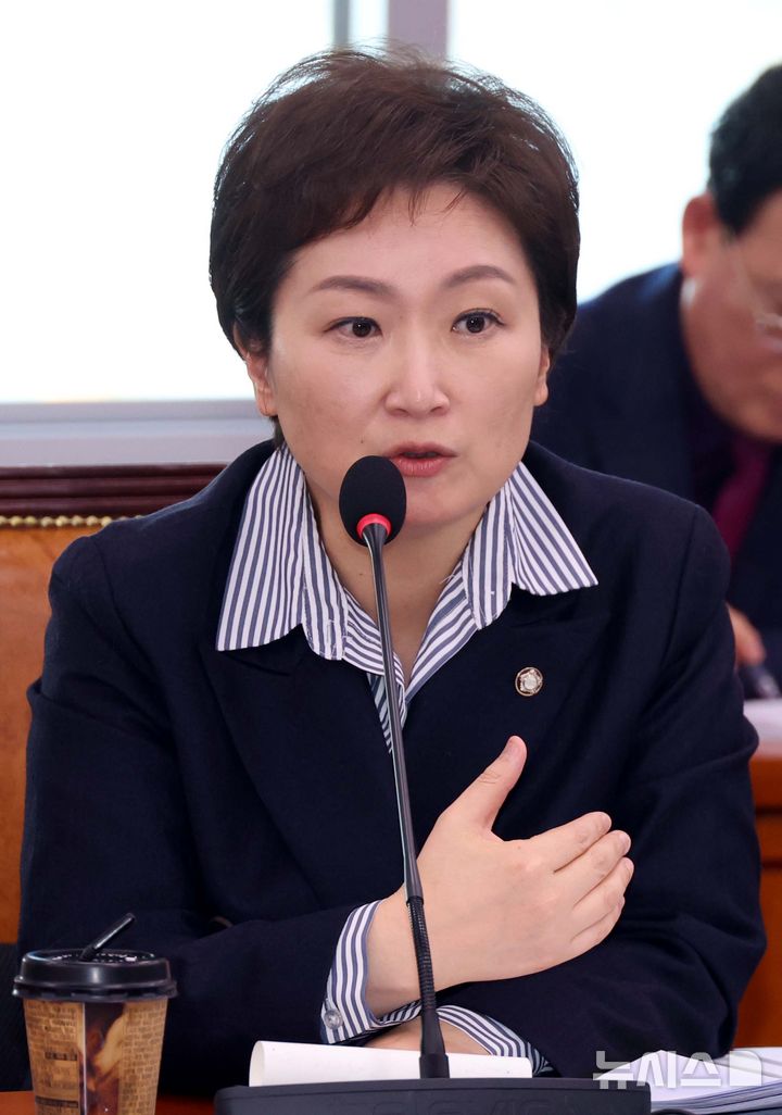 [서울=뉴시스] 조성봉 기자 = 이언주 더불어민주당 의원이 지난 17일 오후 서울 여의도 국회에서 열린 산업통상자원중소벤처기업위원회 전체회의에서 질의를 하고 있다. 2025.11.17. suncho21@newsis.com