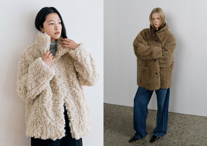 [서울=뉴시스] (좌)노티아 시어링 하이넥 퍼 재킷 (우)108파운드 몰리 리버시블 시어링 코트.(사진=29CM 제공) *재판매 및 DB 금지