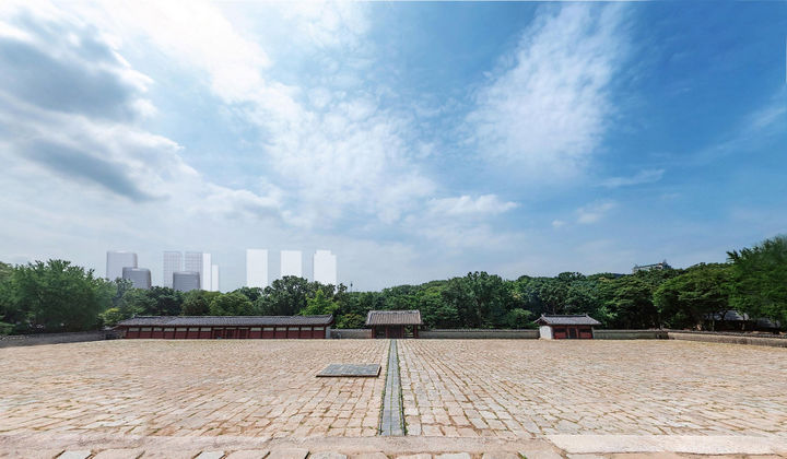 [서울=뉴시스]사진2_종묘 정전 상월대에서 세운지구를 바라본 시뮬레이션(사업시행계획 인가 완료된 구역 추가). 2025.11.18. (자료=서울시 제공) *재판매 및 DB 금지