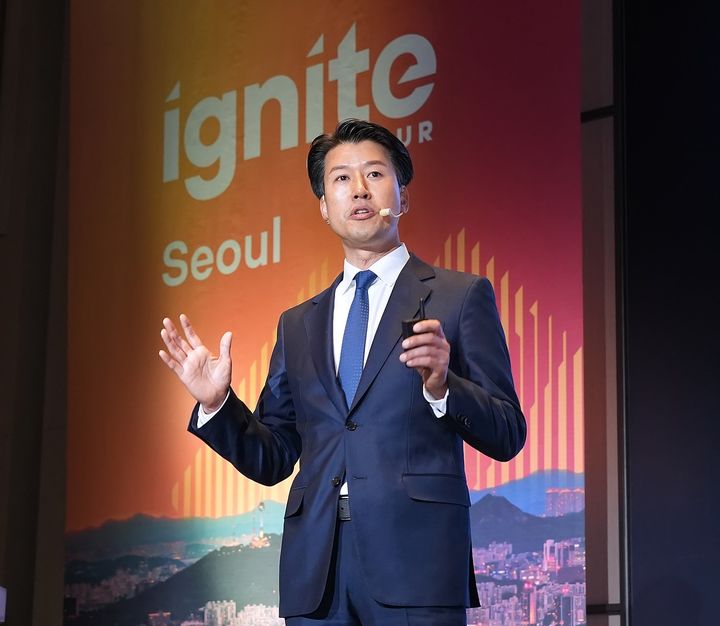 박상규 팔로알토 네트웍스 코리아 대표가 18일 서울 강남구 웨스틴 서울 파르나스에서 열린 '이그나이트 온 투어 서울'에서 발표하고 있다(사진=팔로알토 네트웍스 제공) *재판매 및 DB 금지