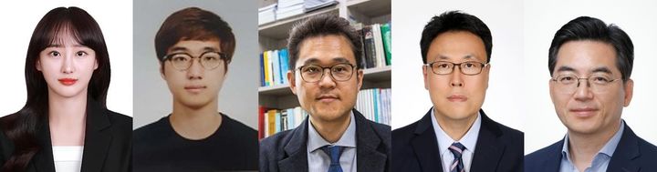 [서울=뉴시스] (왼쪽부터) 고려대&KIST 박예지 박사(제1저자), 고려대 김민수 석사(제1저자), 성균관대 이상욱 교수(교신저자), KIST 유성종 박사(교신저자), 고려대 이광렬 교수(교신저자). (사진=고려대 제공) 2025.11.18. photo@newsis.com *재판매 및 DB 금지