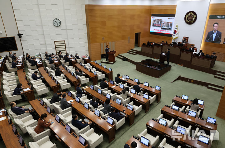 [서울=뉴시스] 황준선 기자 = 서울시의회 본회의 모습. (사진은 기사와 직접 관련 없습니다) 2025.11.18. hwang@newsis.com