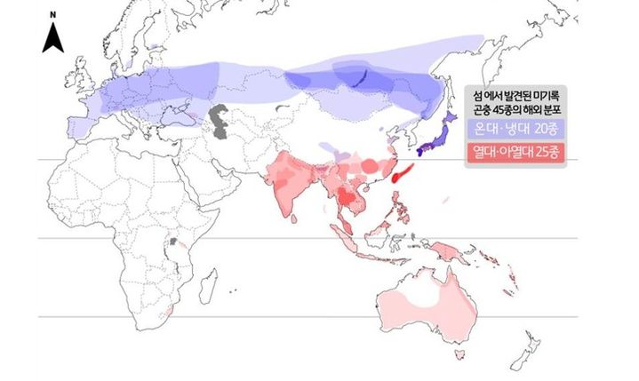 [세종=뉴시스] 열대·아열대성 미기록종 곤충이 발견된 국내 섬. (자료=국립호남권생물자원관). *재판매 및 DB 금지