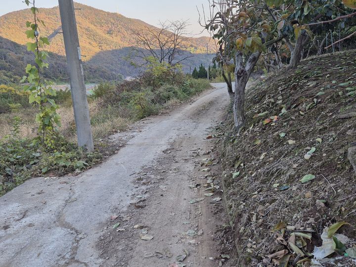 [밀양=뉴시스] 밀양시 상남면 남산-평리 확포장 공사가 밀양시의회의 예산 삭감으로 수년째 멈춰선 도로. (사진= 독자 제공) 2025.11.19. photo@newsis.com *재판매 및 DB 금지
