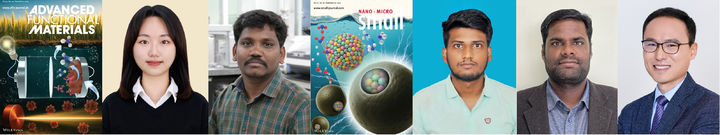 [진주=뉴시스]경상국립대학교 화학과 최명룡 교수팀, 사진왼쪽부터 표지논문, 박사과정 고원지 씨, 라자 아루무감 센틸 박사, 표지논문, 박사과정 순다르 라잔 아카시프라부 씨, 띠따기리 자야라만 박사, 최명룡 교수.(사진=경상국립대 제공).2025.11.19.photo@newsis.com *재판매 및 DB 금지