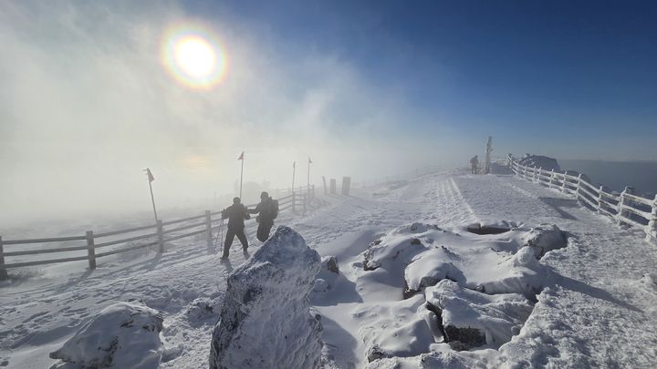 [제주=뉴시스] 우장호 기자 = 초겨울 추위가 이어진 20일 오전 제주 한라산 정상부 탐방로에 많은 눈이 쌓여 아름다운 광경을 연출하고 있다. (사진=독자 김경미씨 제공) 2025.11.20. photo@newsis.com *재판매 및 DB 금지