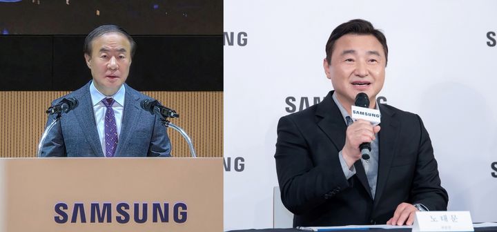 [서울=뉴시스]삼성전자가 '반도체 수장' 전영현 대표이사 부회장(왼쪽), '모바일·가전 수장' 노태문 대표이사 사장의 2인 대표 체제를 복원시켰다. 2025.11.21. photo@newsis.com *재판매 및 DB 금지