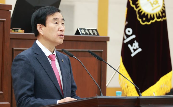 시정연설하는 조길형 충주시장.(사진=충주시 제공) *재판매 및 DB 금지