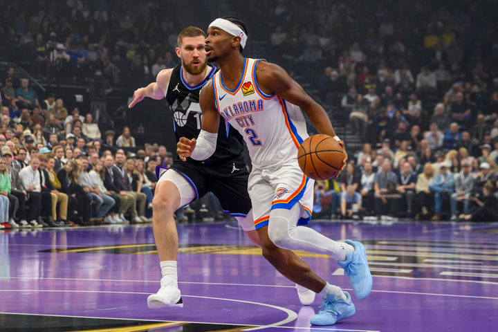 [솔트레이크시티=AP/뉴시스] 미국프로농구(NBA) 오클라호마시티 선더의 샤이 길저스알렉산더. 2025.11.21.