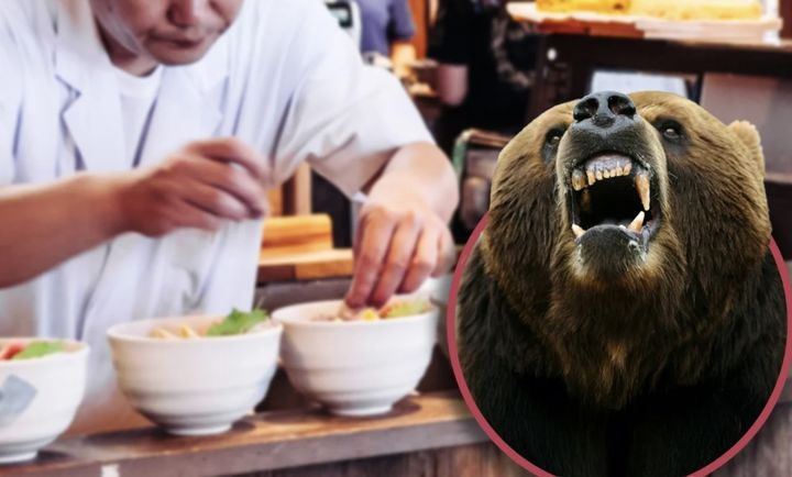 [뉴시스] 일본의 한 라멘 식당 요리사가 곰에게 습격당한 뒤, 피투성이 얼굴로 계속 음식을 준비해 화제다. (사진=SCMP 갈무리) *재판매 및 DB금지 *재판매 및 DB 금지