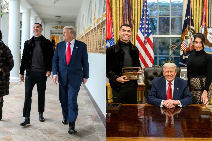 [뉴시스] 축구 스타 크리스티아누 호날두가 자신의 소셜미디어에 게시한 트럼프 미국 대통령과의 사진.  (사진 = 호날두 인스타그램 갈무리) 2025.11.23. *재판매 및 DB 금지