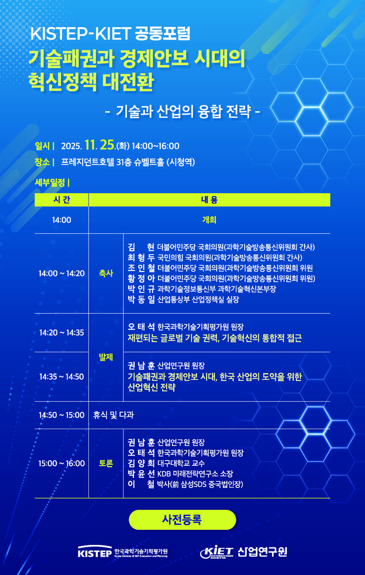 [세종=뉴시스]산업연구원이 KISTEP와 '기술과 산업의 융합 전략 포럼'을 공동 개최했다. (사진=산업연구원 제공) *재판매 및 DB 금지