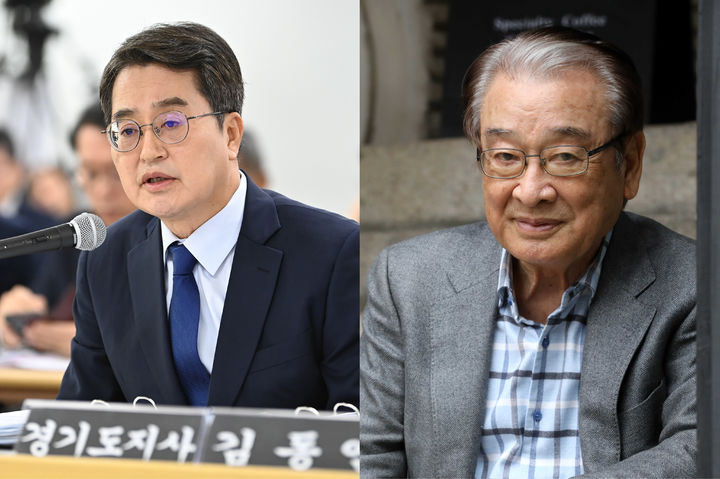 [뉴시스] 김동연 경기도지사가 고(故) 배우 이순재를 추모하며 애도의 뜻을 전했다. 사진은 김동연 지사(왼)와 故이순재 배우. (사진 = 뉴시스DB 갈무리) 2025.11.25. *재판매 및 DB금지 *재판매 및 DB 금지