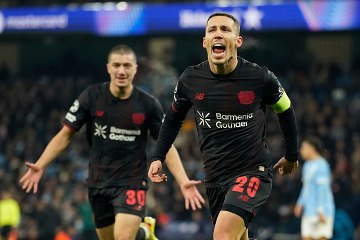 [맨체스터=AP/뉴시스]레버쿠젠, 맨시티 2-0 완파. 2025.11.25.