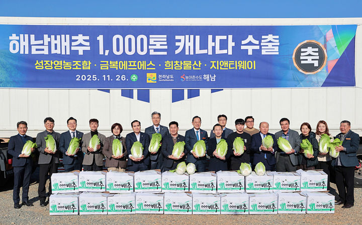 [해남=뉴시스]해남배추 캐나다 수출 선적. (사진=해남군 제공) 2025.11.26. photo@newsis.com *재판매 및 DB 금지
