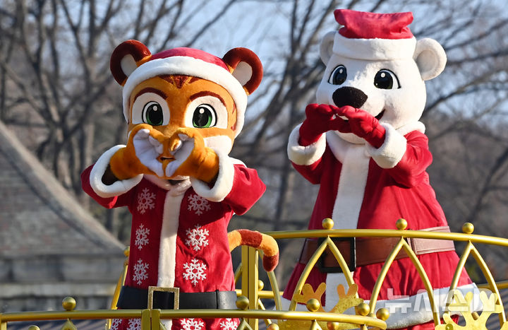 [용인=뉴시스] 김종택기자 = 26일 경기 용인시 에버랜드에서 크리스마스 판타지 '블링블링 X-Mas 퍼레이드' 리허설이 진행되고 있다. 에버랜드는 오는 28일부터 다음달 31일까지 성탄절 분위기를 즐길 수 있는 크리스마스 판타지 겨울축제를 개최한다. 2025.11.26. jtk@newsis.com