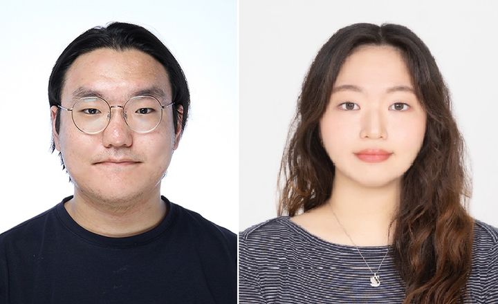 [천안=뉴시스] 한국 인공지능 학술대회서 우수 논문상을 수상한 상명대 휴먼지능로봇공학과 (왼쪽부터) 최용훈, 김민서 학생. (사진=상명대 제공) 2025.11.27 photo@newsis.com *재판매 및 DB 금지