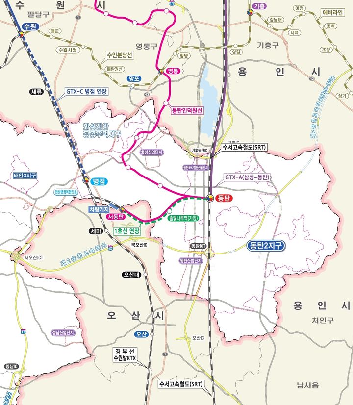 [화성=뉴시스](가칭)솔빛나루역 위치 및 연계철도 노선도.(사진=화성시 제공)2025.11.27.photo@newsis.com *재판매 및 DB 금지
