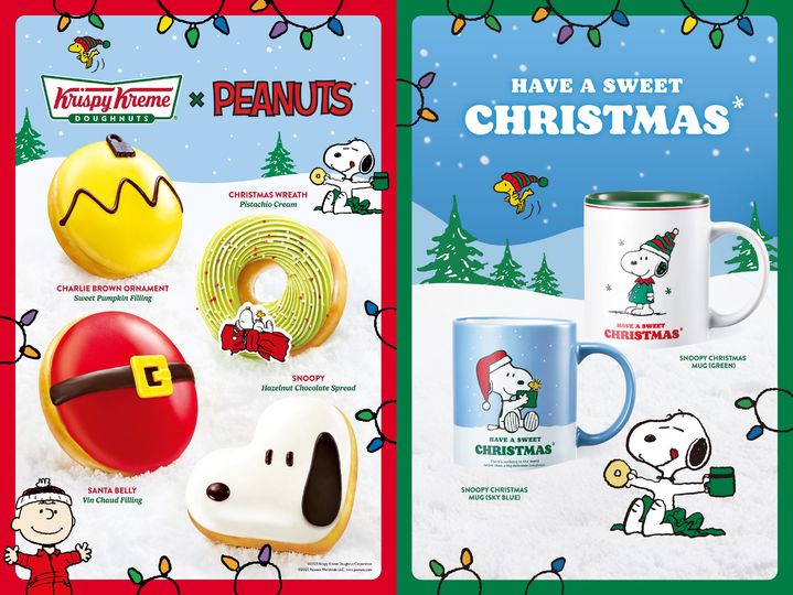 [서울=뉴시스] 크리스피크림 도넛이 피너츠와 협업해 크리스마스 도넛 4종을 출시한다. (사진=롯데GRS 제공) *재판매 및 DB 금지