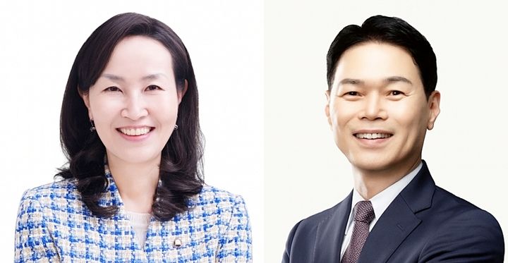 충북교총 39대 회장 선거에 출마한 기호 1번 강현숙 후보(왼쪽), 기호 2번 권오장 후보. *재판매 및 DB 금지