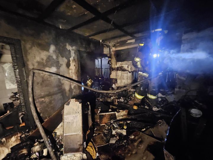 남양주 빌라 화재 현장. (사진=경기북부소방재난본부 제공) photo@newsis.com *재판매 및 DB 금지