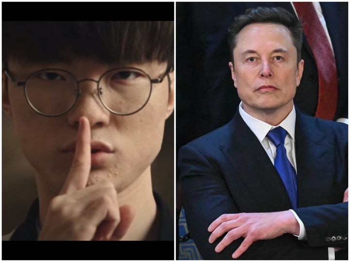 [뉴시스] T1 페이커(왼쪽). 일론 머스크 테슬라 최고경영자(CEO)(오른쪽). (사진=엑스 캡처) *재판매 및 DB 금지