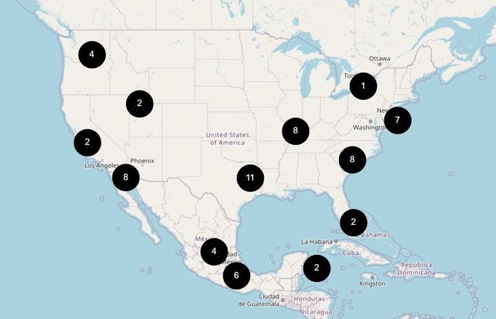 [서울=뉴시스] 국제축구연맹(FIFA) 팀 베이스 캠프 브로슈어 홈페이지에 안내된 2026 북중미 월드컵 베이스캠프 지도. (사진=FIFA 팀 베이스 캠프 브로슈어 홈페이지 캡처) *재판매 및 DB 금지