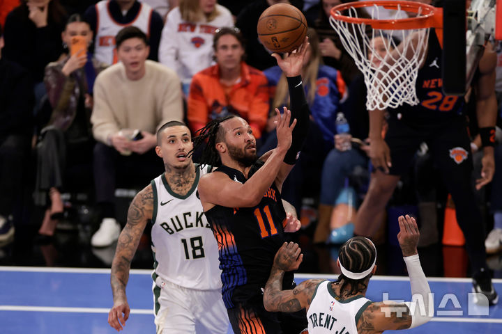 [뉴욕=AP/뉴시스] 미국프로농구(NBA) 뉴욕 닉스의 제일런 브런슨. 2025.11.28.