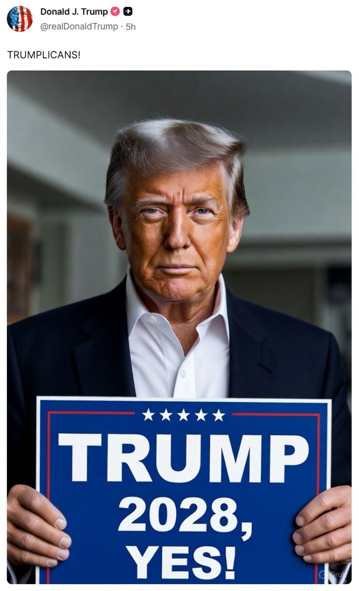 도널드 트럼프 미국 대통령이 28일(현지 시간) 트루스소셜에 올린 3선 시사 게시물. (사진=트루스소셜 캡처) 2025.11.29. *재판매 및 DB 금지