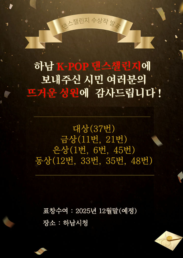 K-POP 댄스챌린지 수상자 발표. (사진=하남시 제공) photo@newsis.com *재판매 및 DB 금지